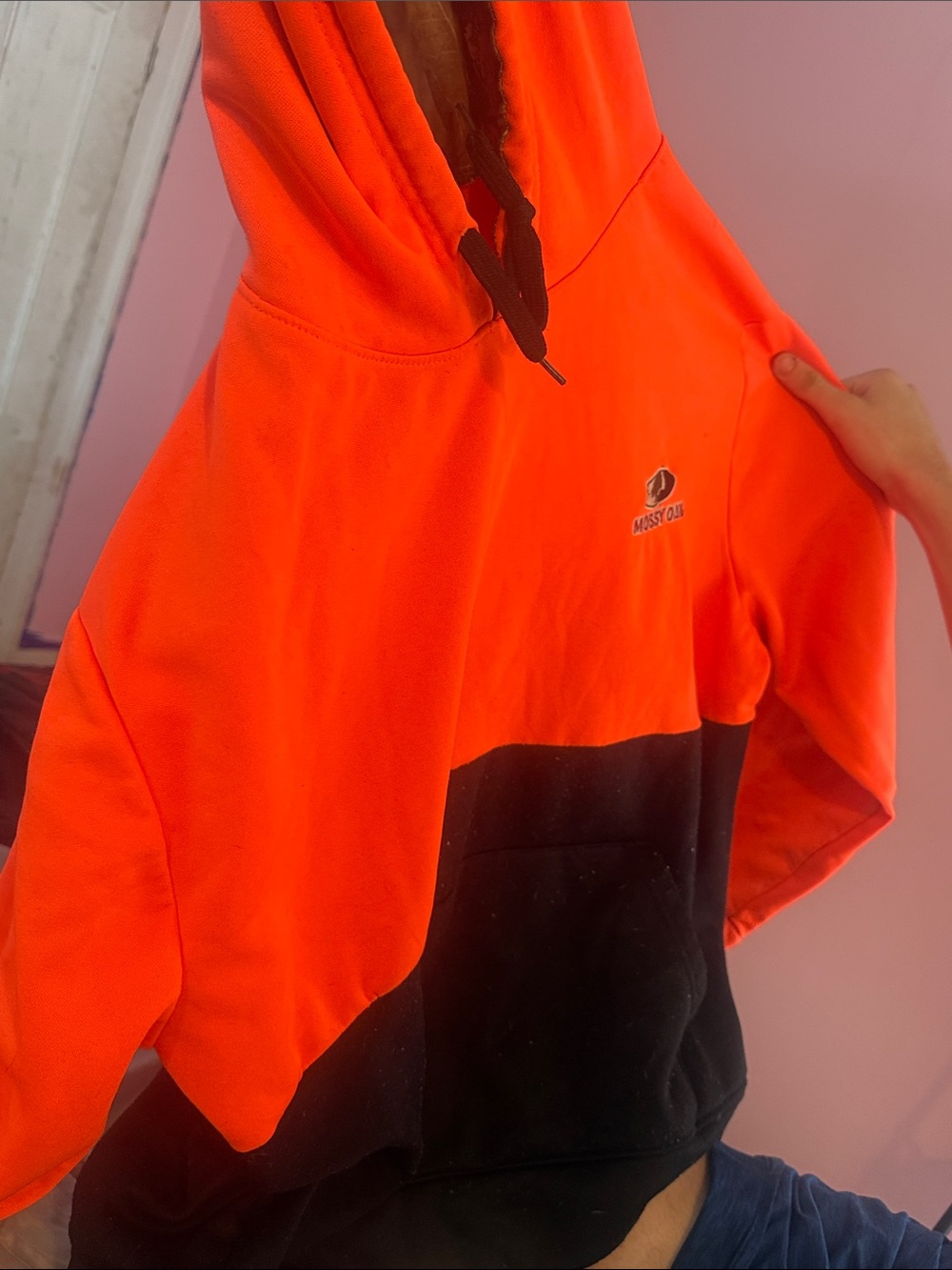 Mossy Oak High-Visibility Orange and Black Crewneck Hoodie
